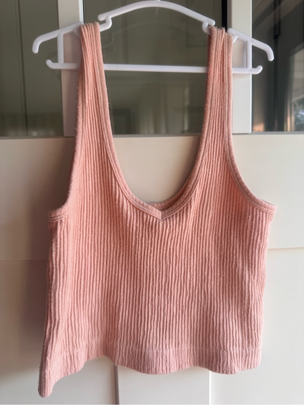 Urban Outfitters Peach Ribbed V-Neck Tank